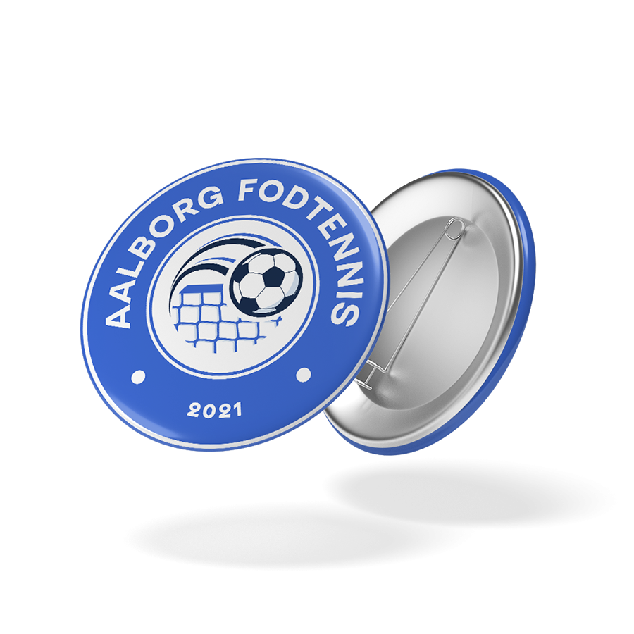 Mockupp af markater med Aalborg Fodtennis logo