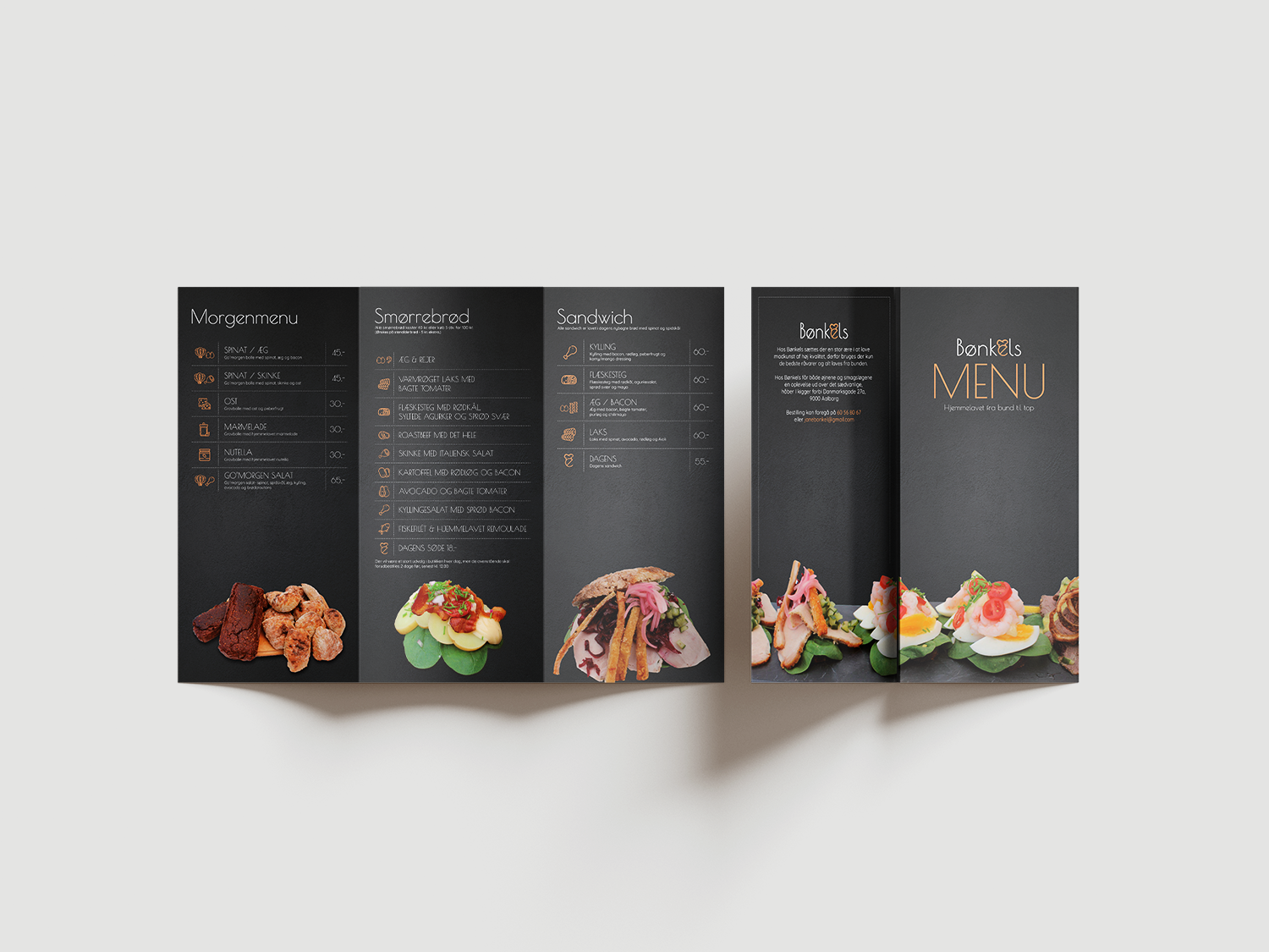 Menukort hos Bønkels, udviklet af Simsoft