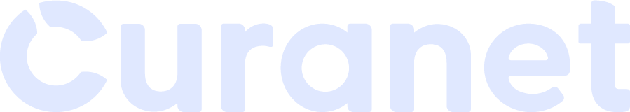 Curanet logo i lyseblå