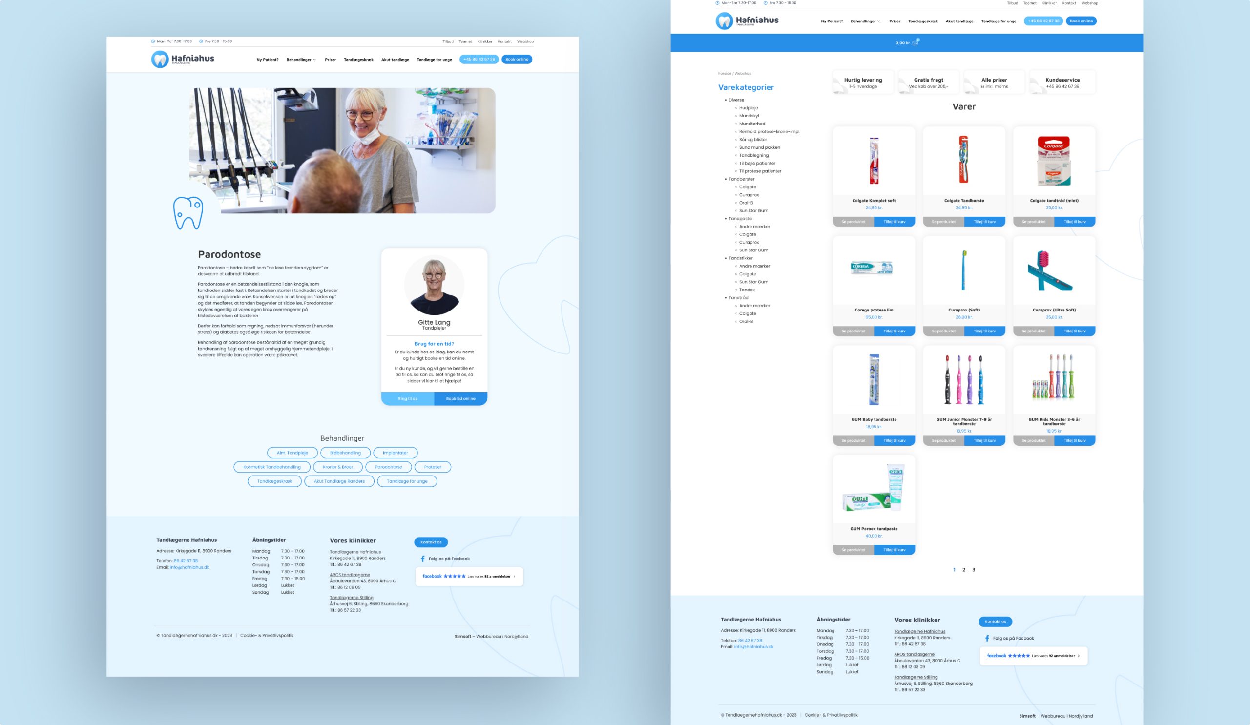 Mockup af Tandlægerne Hafniahus hjemmeside