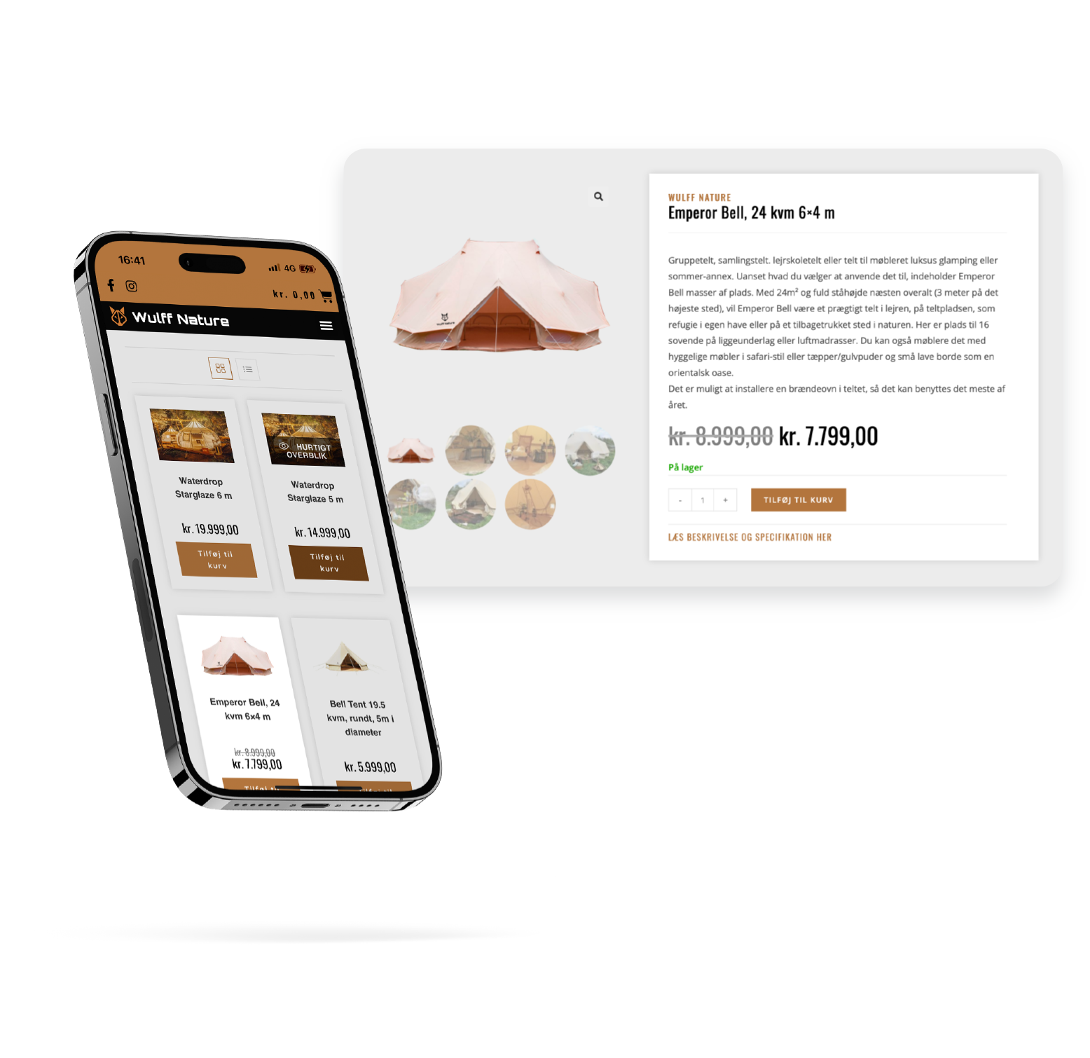 Mockup af købs processen på Wulff Natures WooCommerce Webshop
